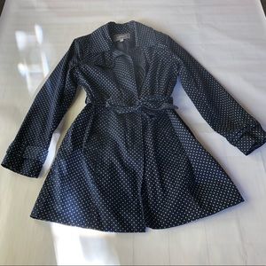 Navy Polka Dot Trench/Rain Coat
